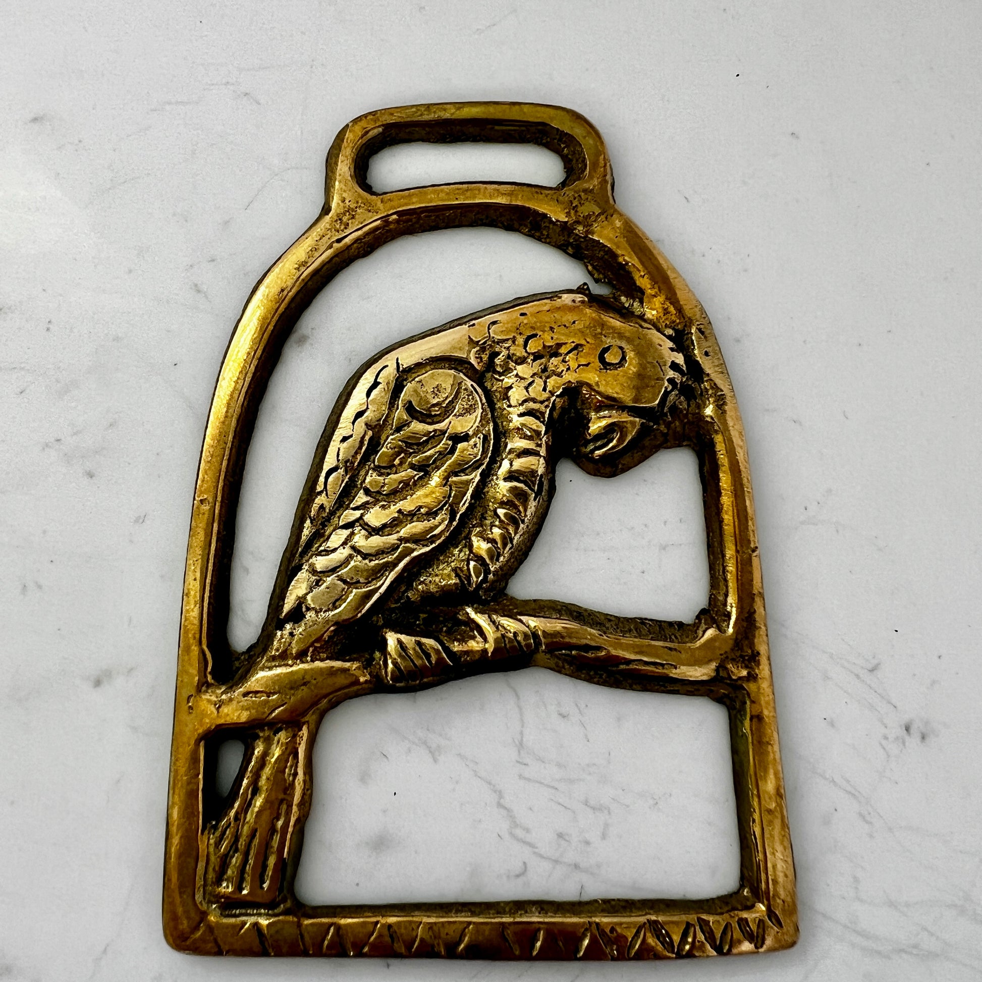 Vintage parrot brass medallion 