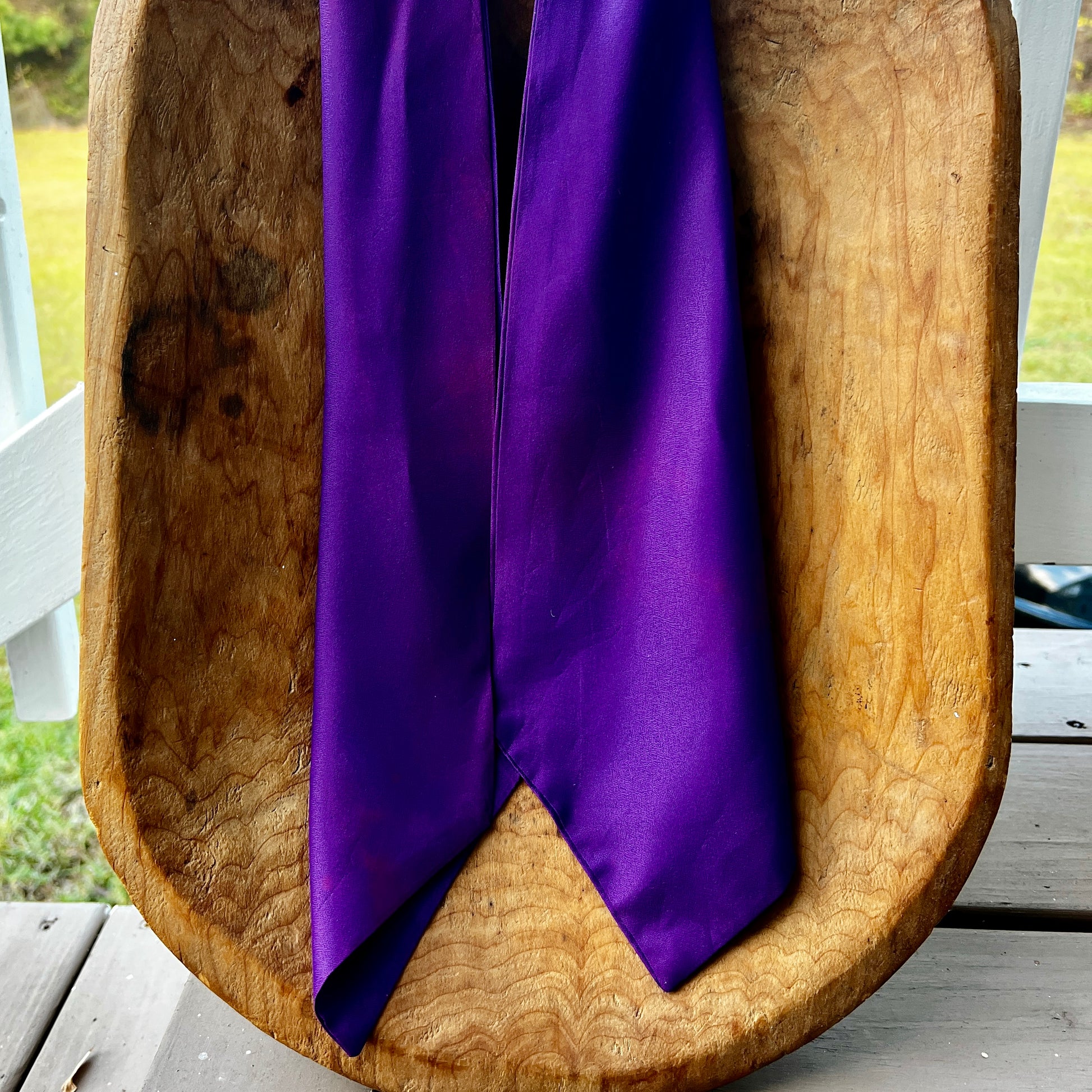 Vintage Dartmoor horse brass medallion necklace with deep purple scarf, equestrian jewelry.