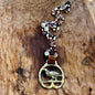 Vintage pheasant brass medallion necklace, rustic folk-art bird jewelry.