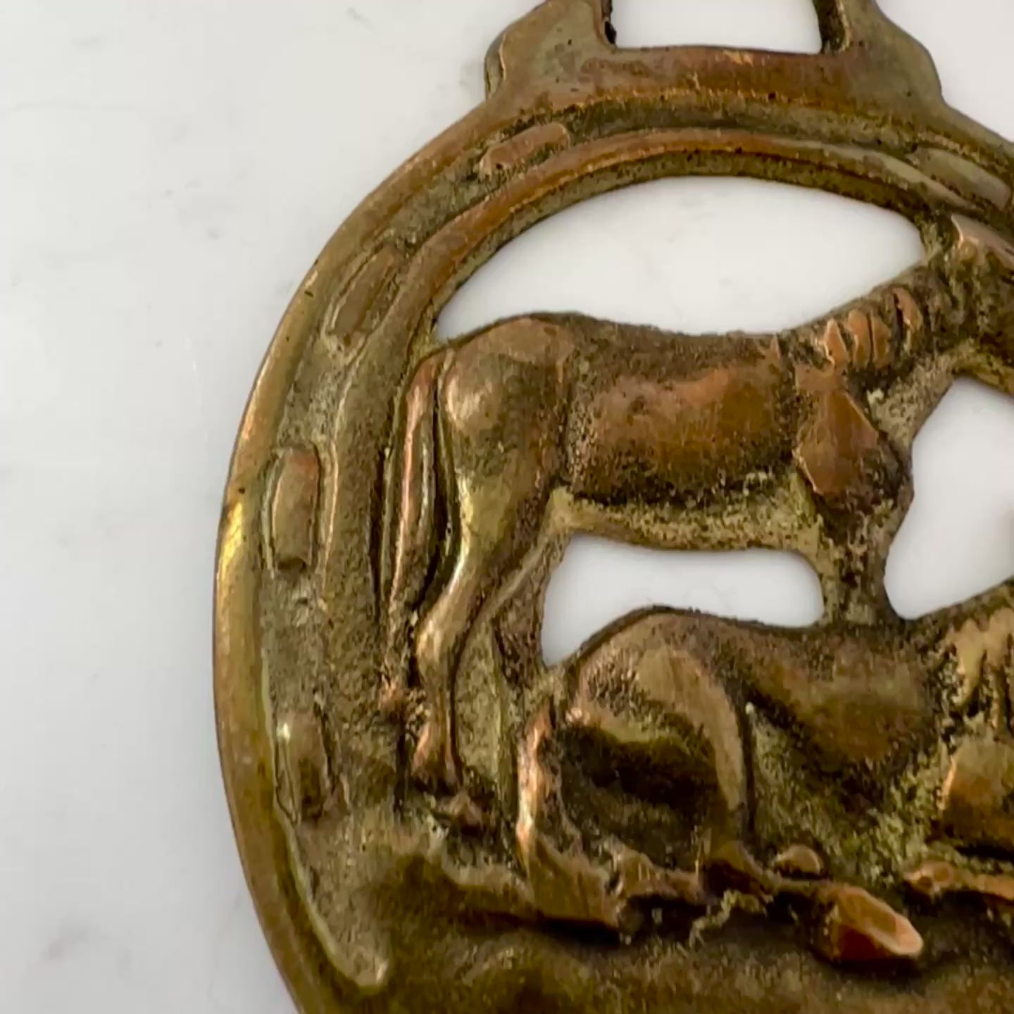 Vintage horse brass medallion video