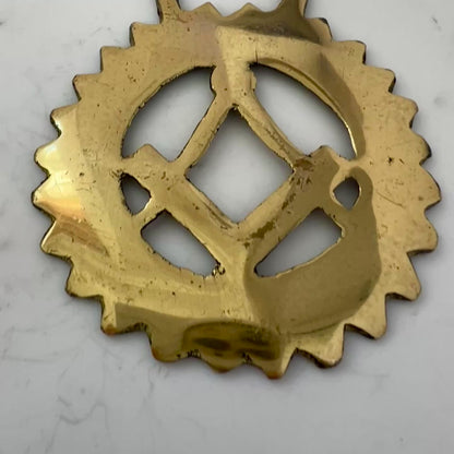 Video Vintage Masonic square and compass brass medallion 